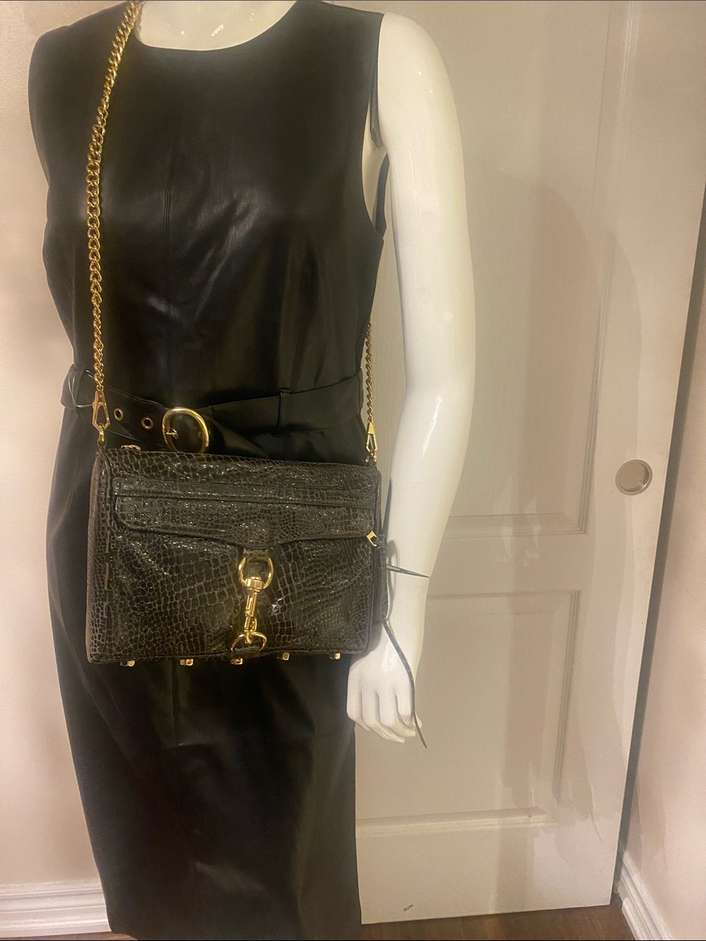 Ok Elegant Rebecca Minkoff Black Crocodile Pattern Women's Bag